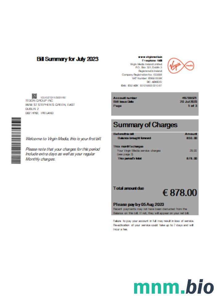 Virgin Media business bill